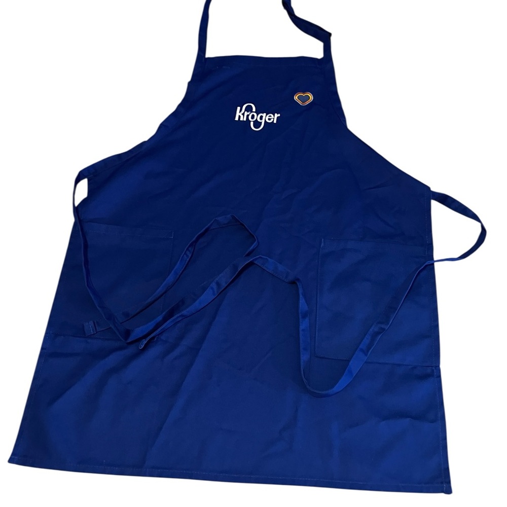 Kroger Blue Logo Apron with Heart Patch